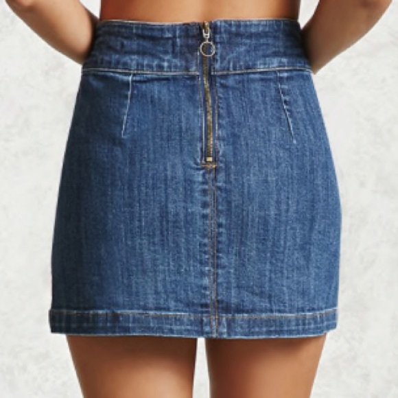 back zip denim skirt